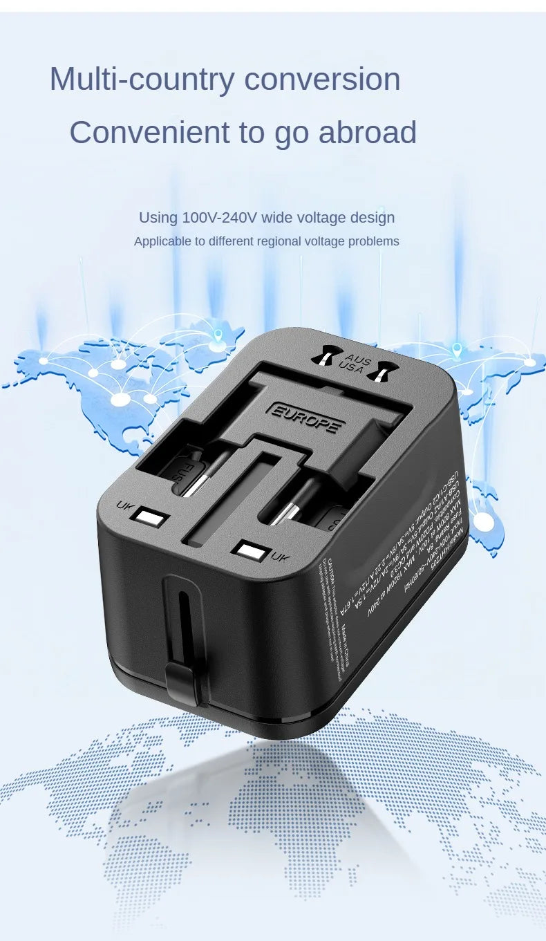 GaN Fast Charger Adapter — Multi-Port Global Travel Converter for Worldwide Use