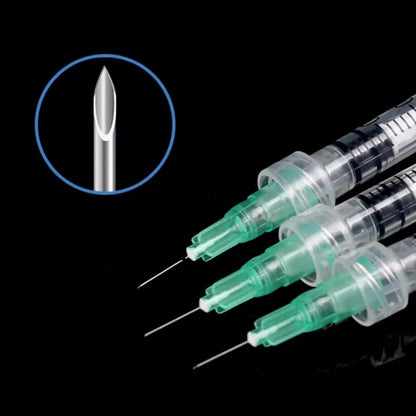 100pcs Tattoo Needles — 34G Safety Needles (1.5mm, 2.5mm, 4mm) for Beauty Injection Syringe & Filler Hand Tool Parts