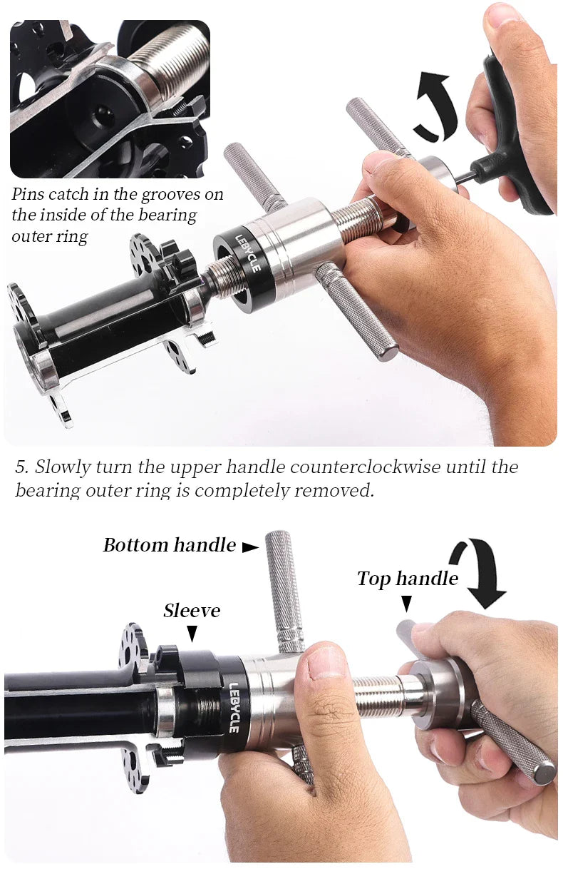 LEBYCLE Bike Hub Bearing Removal Tool — MTB & Road Bicycle Hub Tower Puller for Hub Repair