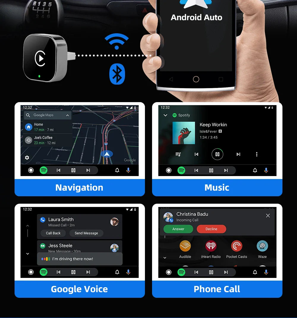 EKIY 2-in-1 Wireless CarPlay & Android Auto Adapter — AI Smart Box for Cars with Wired CarPlay Support