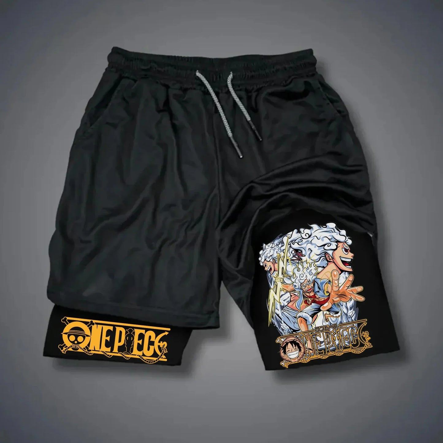 ONE PIECE Anime Double-Layer Shorts – Men’s Breathable Sports Five-Point Pants