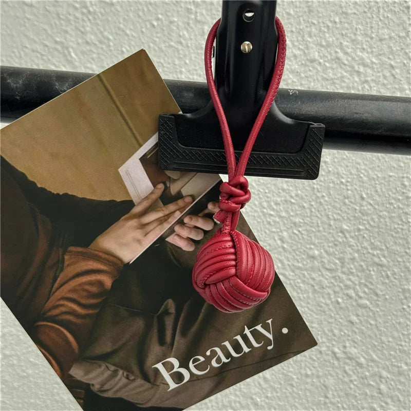 Luxury PU Leather Handmade Weave Ball Bag Pendant – Fashionable Handbag Charm Accessory, Creative Decorative Keychain Gift for Women