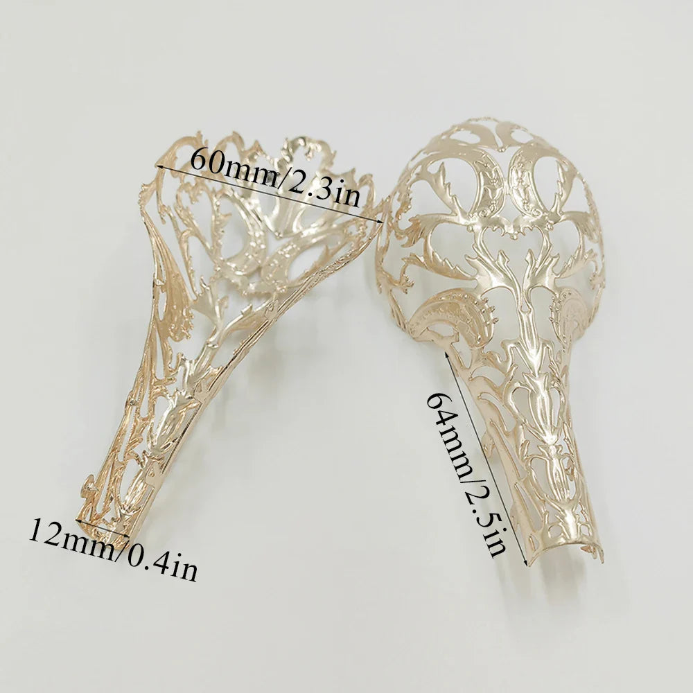 1Pair Metal Heel Covers - Thin High-Heeled Shoes Repair Accessories, Decorative Hollow Metal Pieces, Chinese Retro Style