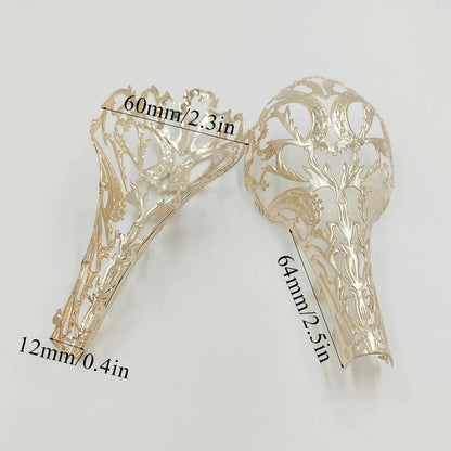 1Pair Metal Heel Covers - Thin High-Heeled Shoes Repair Accessories, Decorative Hollow Metal Pieces, Chinese Retro Style