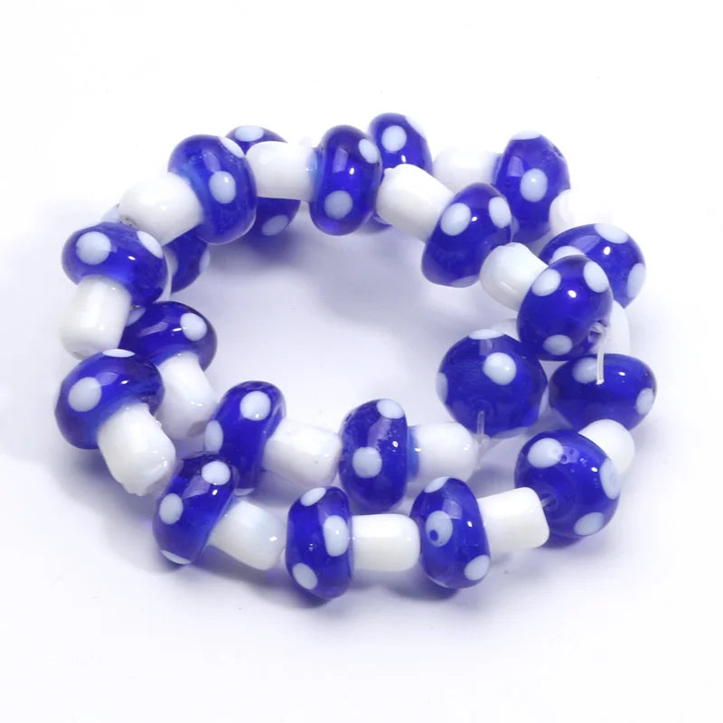20pcs Lampwork Glass Mushroom Beads - Colorful Loose Beads for DIY Jewelry Making, Handmade Crafts & Accessories