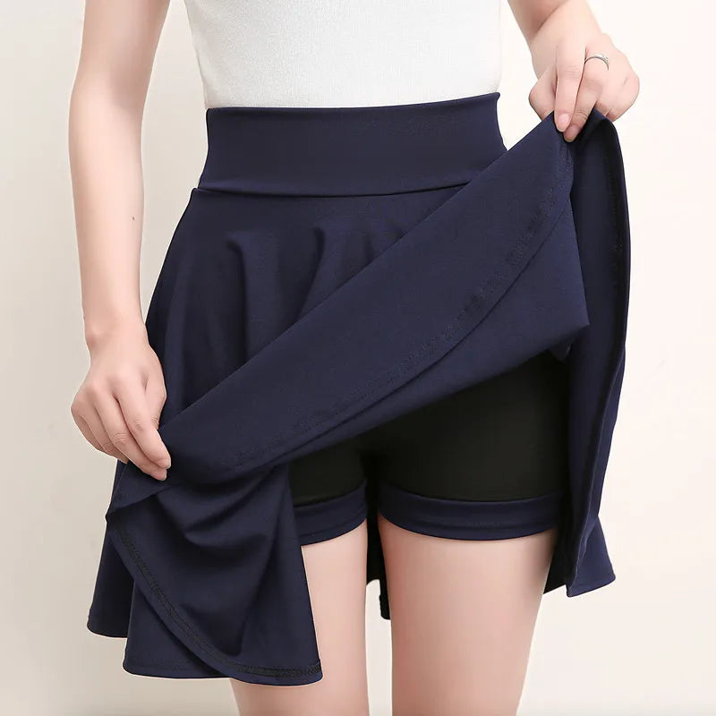 Women’s Flared Mini Skirt with Built-In Shorts – Pleated Skater Style Casual Fashion Skirt, Plus Size 2025 Design