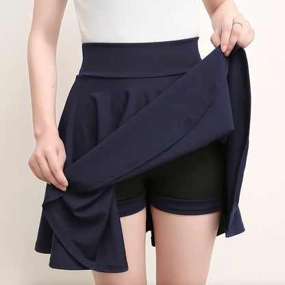 Women’s Flared Mini Skirt with Built-In Shorts – Pleated Skater Style Casual Fashion Skirt, Plus Size 2025 Design