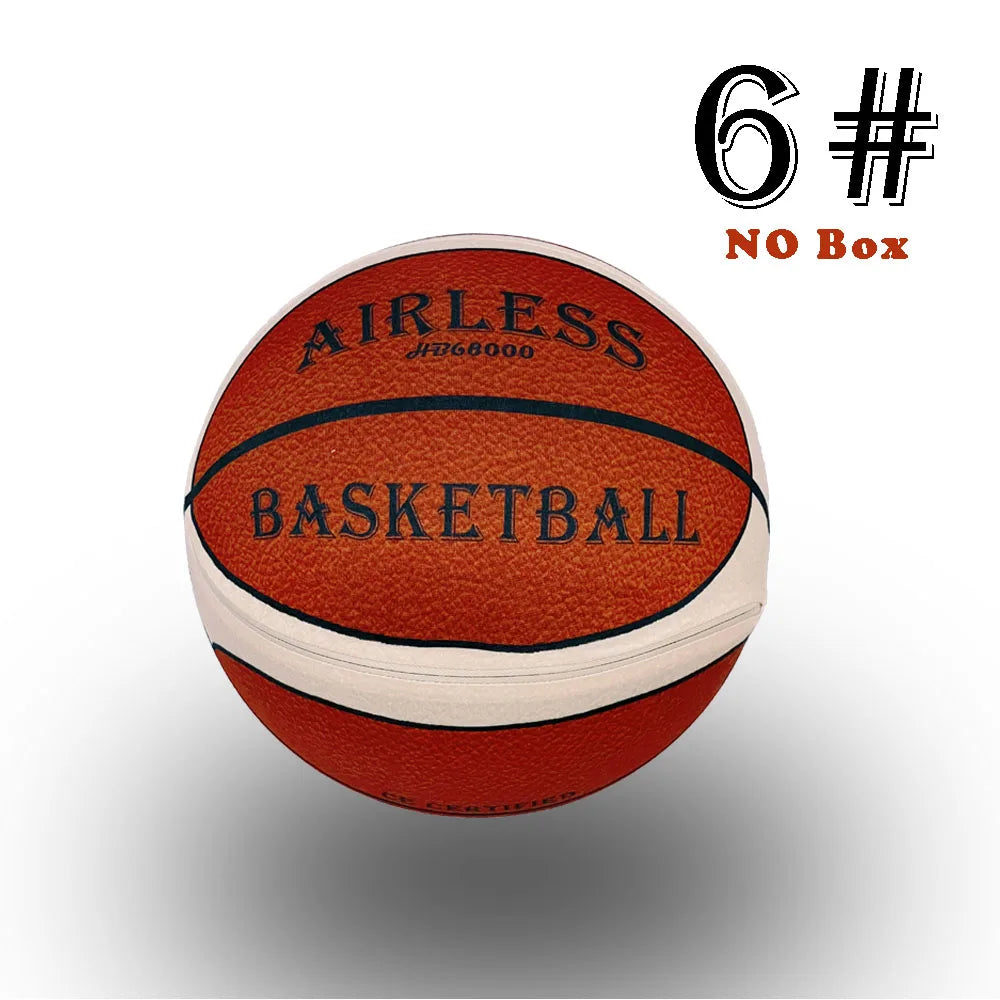 Silent Indoor Basketball – Airless Foam Dribbling Ball, Size 7/6/5 with Grooved Quiet Training Design