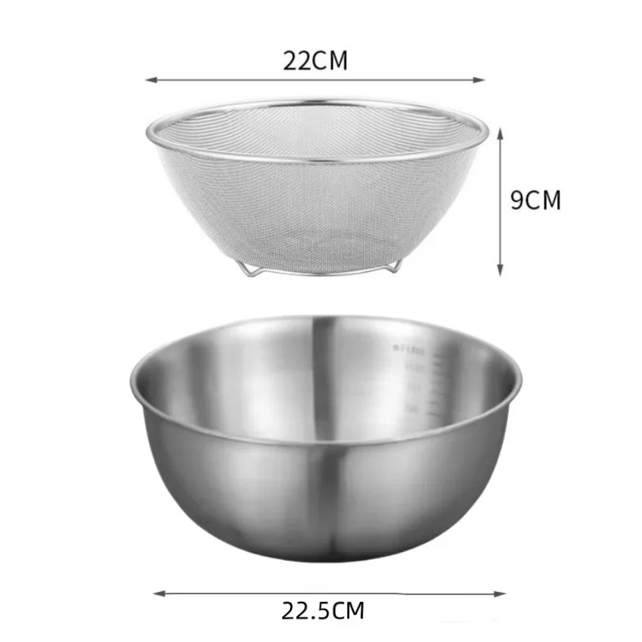 Stainless Steel Mixing Bowl Set (1–3 pcs) with Measurement Scale – Large Capacity Cooking, Baking & Food Storage Bowls for Kitchen Essentials