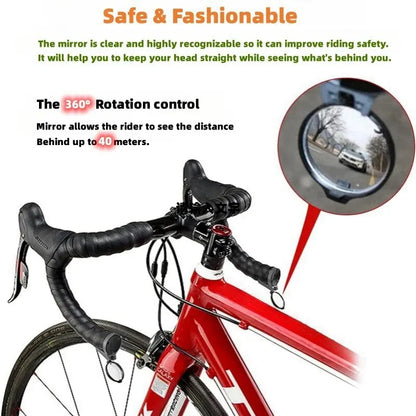 Bicycle Rear View Convex Mirror - Handlebar Drop Bar Mount with Acrylic Lens, Lightweight Back Sight Reflector