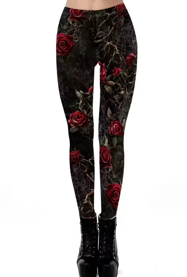 Women's Halloween Skeleton 3D Print Leggings - Stretchy Workout Yoga Pants, Slim Fit Fashion Tights