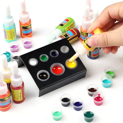 Stainless Steel Tattoo Ink Cup Holder — Black Pigment Stand with 7 Holes for Microblading & Tattoo Accessories