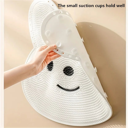 Rabbit Bathroom Anti-Slip Shower Mat – Circular Massage Foot Mat with Suction Cups, Foot & Back Scrubber