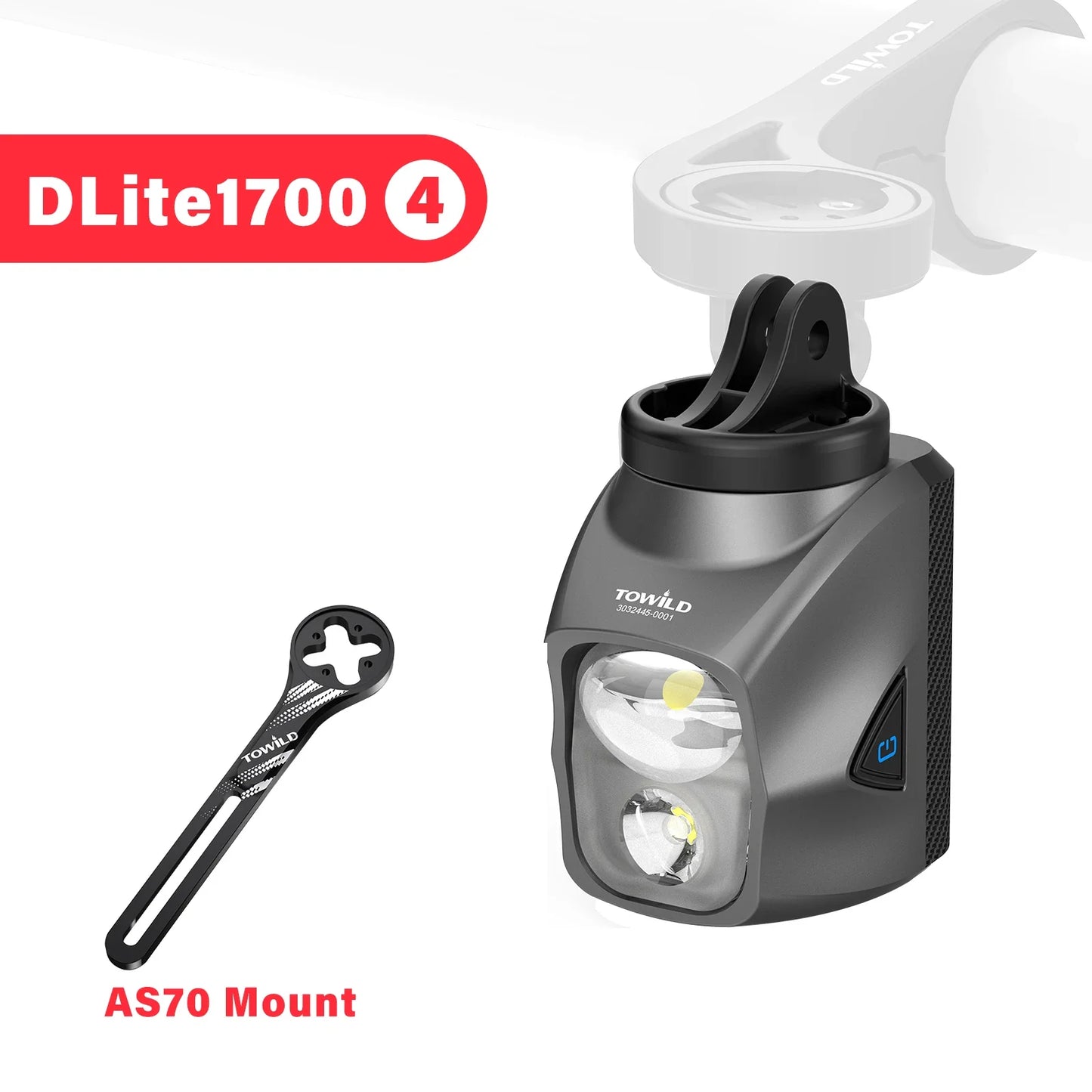 TOWILD DL1700 LED Bicycle Light – 1900LM Rechargeable Front Light with Focus & Flood Beam, Power Bank Function