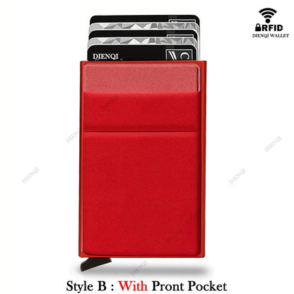 RFID Credit Card Holder for Men, Thin Slim Luxury Metal Mini Minimalist Wallet, Bank & ID Cardholder Case