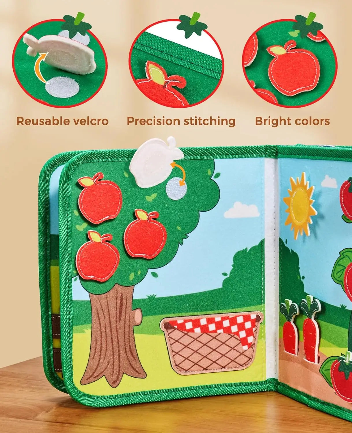 Baby Soft 3D Cloth Book – Montessori Early Learning Toy for Color Cognition & Basic Life Skills
