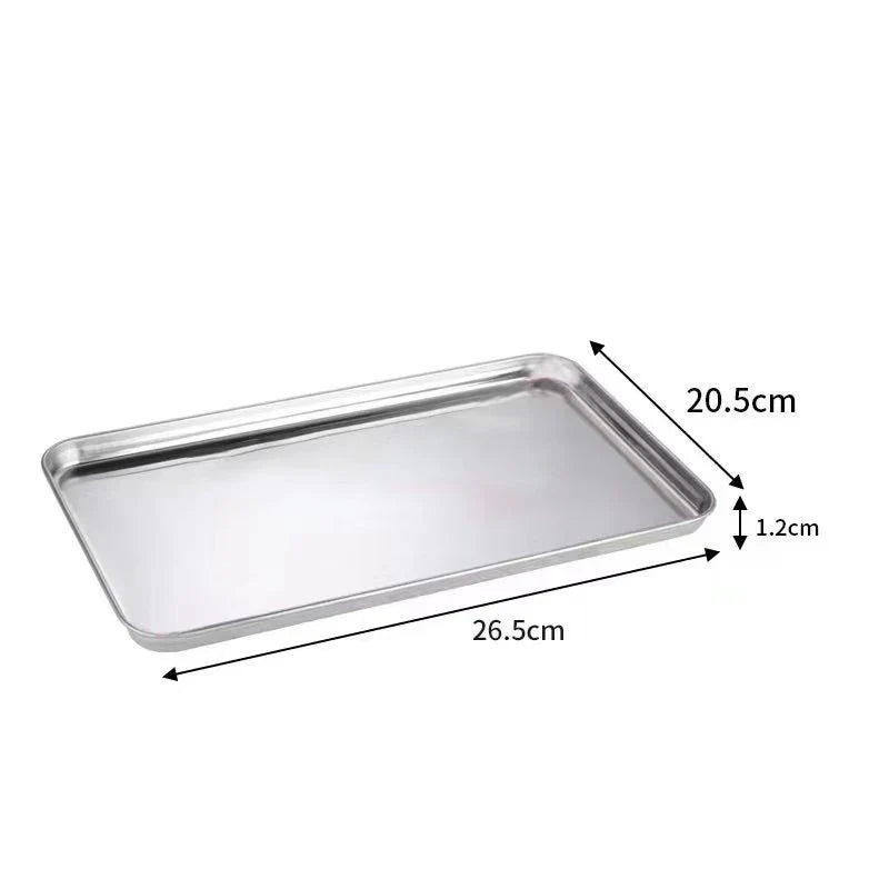 Stainless Steel Rectangle Serving Tray – Buffet Food Plate & Storage Organizer for Home, Rice, Noodles & Kitchen Use