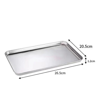Stainless Steel Rectangle Serving Tray – Buffet Food Plate & Storage Organizer for Home, Rice, Noodles & Kitchen Use