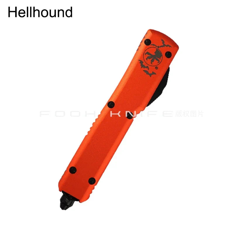 FOOH Knife Studio Halloween UltraTech Micro EDC Tool – Tactical D2 Steel with CNC Aluminum Orange Handle Comb