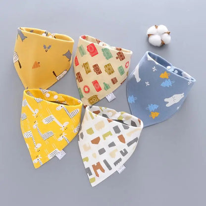 5PCS Baby Saliva Towels – Triangle Cotton Bandana Bibs, Waterproof and Absorbent Scarf for Newborn Boys & Girls