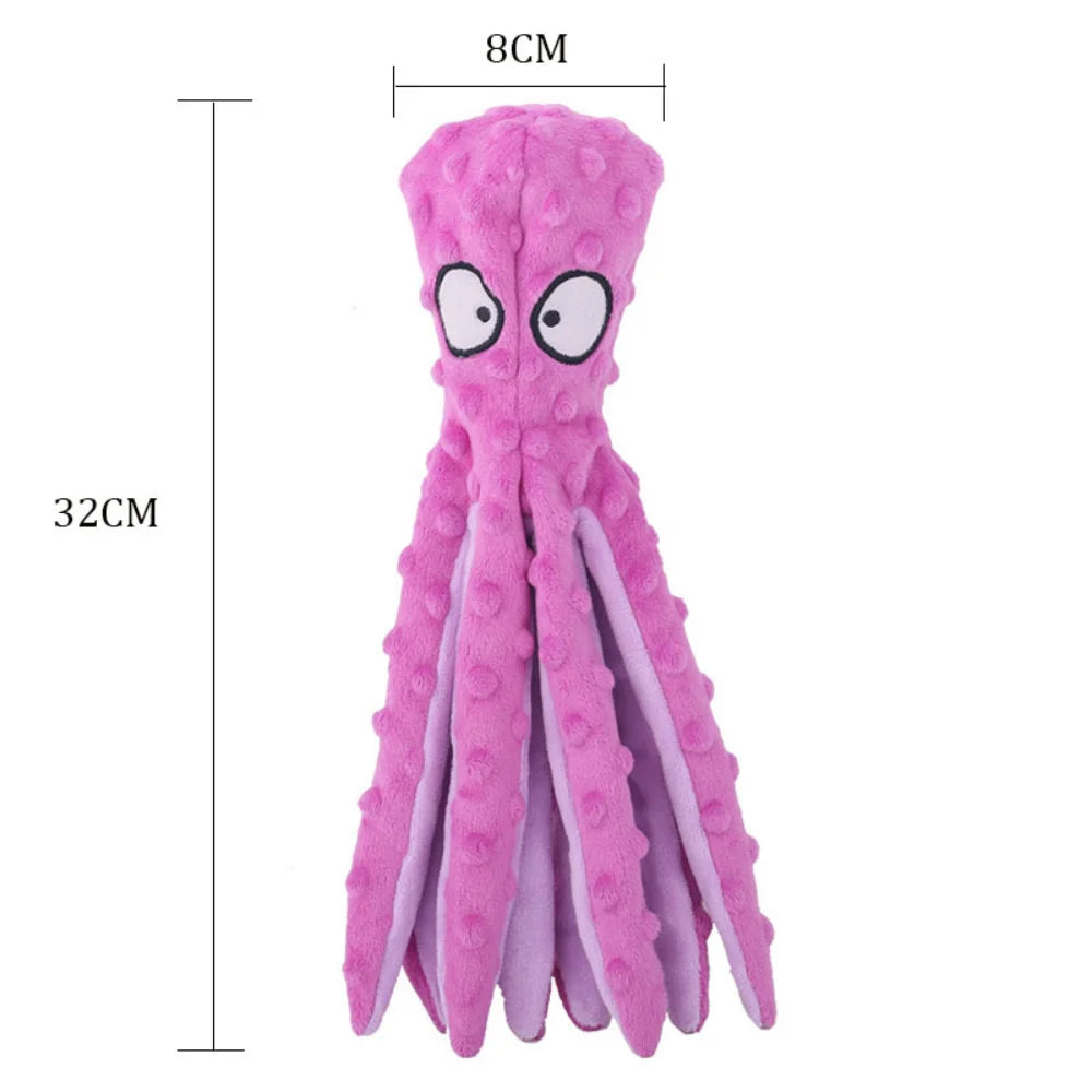 Interactive Plush Octopus Chew Toy – Voice Puzzle Toy for Cats & Dogs, Bite-Resistant & Teeth Cleaning Pet Toy