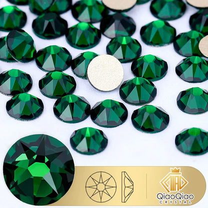 QIAO 2088 Crystal Nail Art Rhinestones — Flat Back Non-Hotfix Strass for DIY Nail Decorations (8 Big + 8 Small)