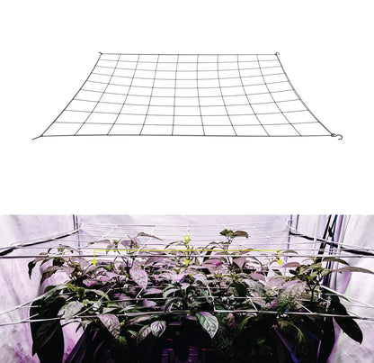 4'' Mesh Trellis Netting for Grow Tents – Elastic ScrOG/LST/HST Plant Support with Hooks, Grow Box Kit for Low Stress Training