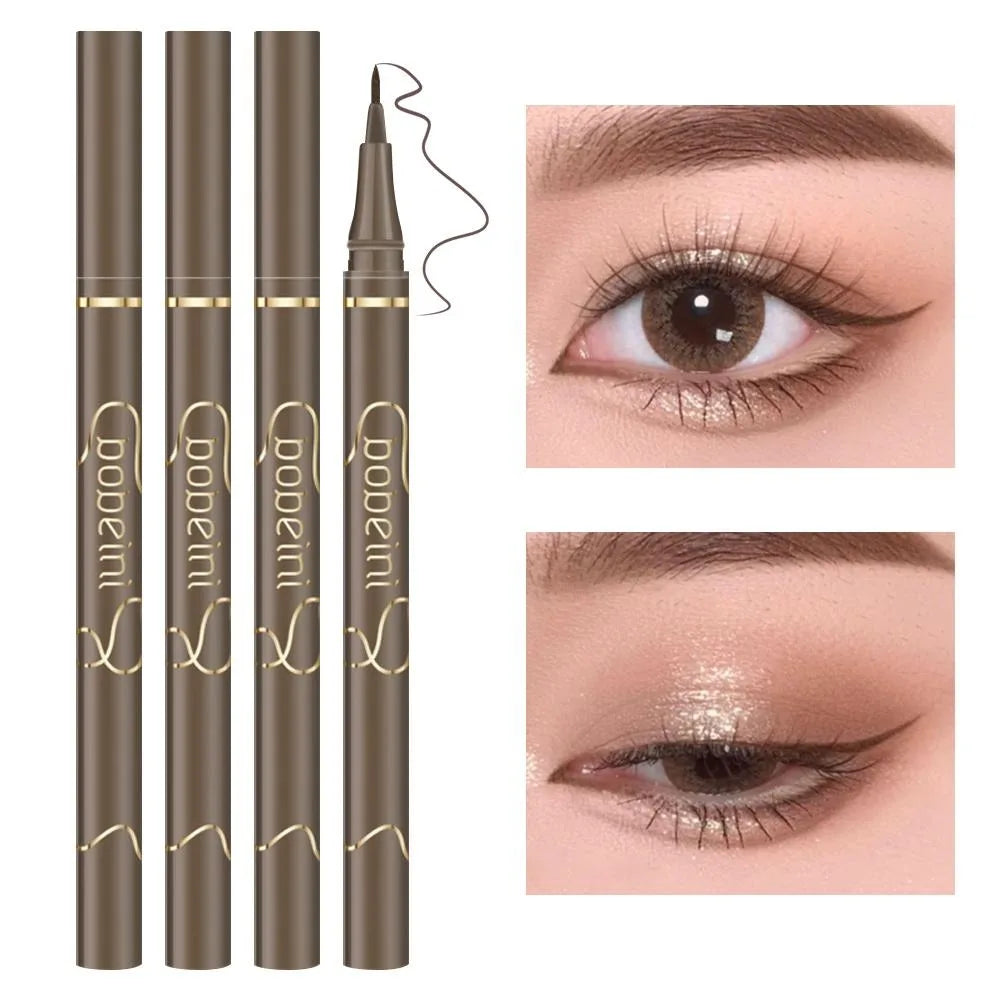 Waterproof Quick-Dry Liquid Eyeliner — Ultra-Fine Matte Black & Brown, Long-Lasting Silkworm Eye Makeup Gift