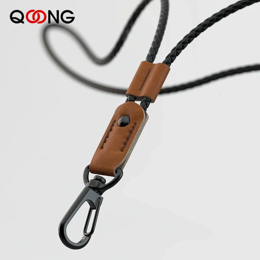 QOONG Handmade Luxury Sheepskin Keychain with Adjustable Neck Strap for Mobile & Keys M11