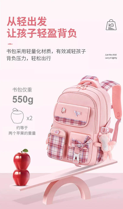 Ergonomic Spine-Protecting School Backpack | Large Capacity, Lightweight Waterproof Bag for Elementary Girls