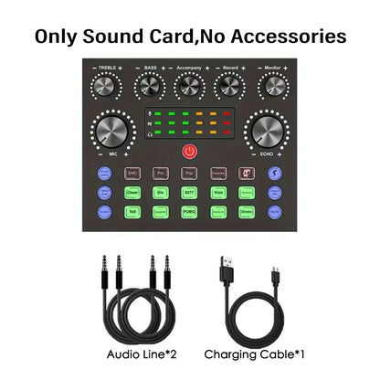 Podcast Equipment Kit - Voice Changer Mixer with BM800 Microphone for Recording, Live Streaming & Broadcasting