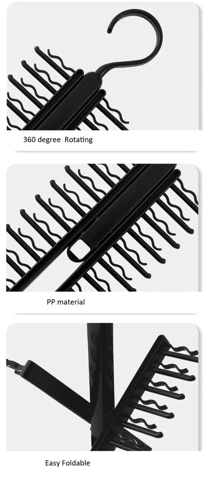 360° Rotating Multi-Functional Plastic Hanger — Adjustable Home Rack for Belts, Scarves & 20 Ties