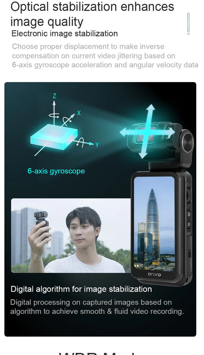 Ordro M3 Pocket Digital Camcorder — 5K 30FPS with Image Stabilization & Large Screen, Handy Travel Vlog Camera