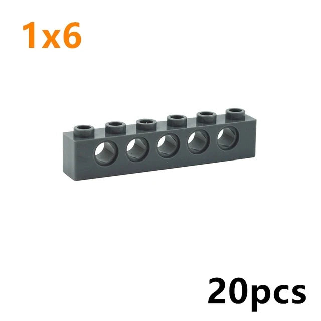 Technical Building Block Long Beam with Holes – Thick MOC Studded Bricks Compatible with 3703, 32018, 3895, 2730, 3894, 3701, 3700