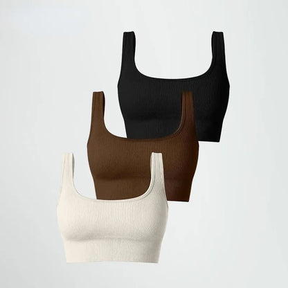 Women’s Seamless Yoga Sports Bra - Backless Fitness Crop Vest for Gym, Training & Outdoor Workouts
