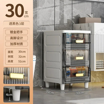 Transparent Bathroom Storage Cabinet – Luxury Visible Light Floor-Mounted Dustproof Narrow Organizer