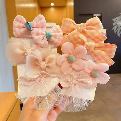 10 Pcs Baby Girl Flower Hair Bands Set – Cute Colorful Soft Scrunchies Ponytail Holders for Kids