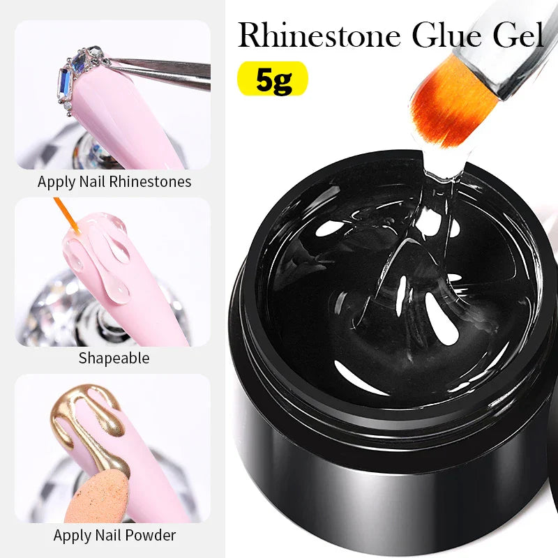 BORN PRETTY 30ML Nail Rhinestone & Gem Glue Gel – 3D Sculpting Adhesive for Nail Art, Flower Carving & DIY Decoration