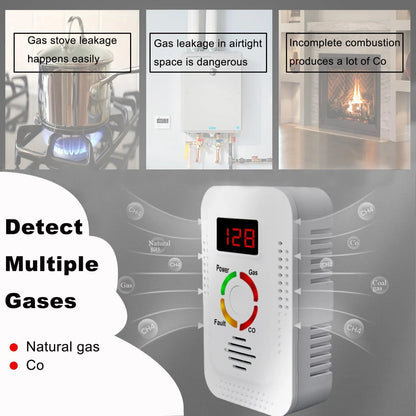 Natural Gas and Carbon Monoxide Detector - Combustible Gas Leak Monitor for CO, LPG, Methane, Kitchen Safety