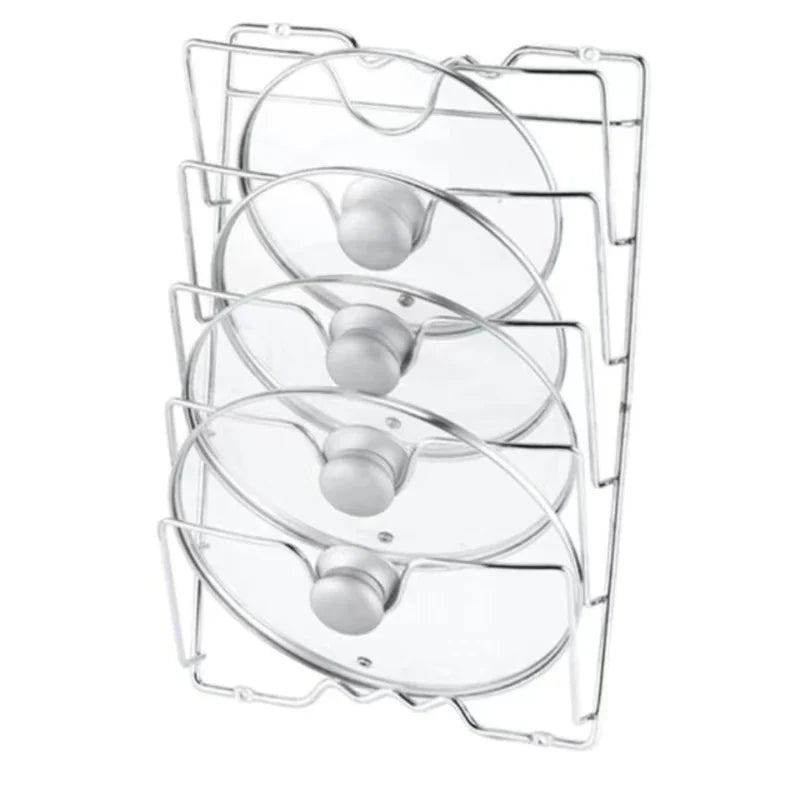 Wall-Mounted Kitchen Organizer Rack – Five-Layer Metal Pot Lid Storage, Rust-Free Multifunctional Rack