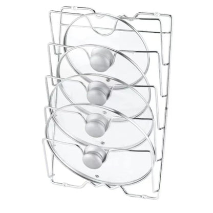 Wall-Mounted Kitchen Organizer Rack – Five-Layer Metal Pot Lid Storage, Rust-Free Multifunctional Rack