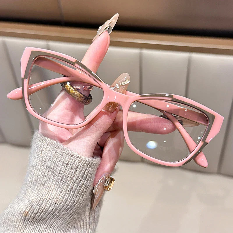 Women's Blue Light Blocking Cat Eye Reading Glasses – Fashion Color Block Readers 1.0–4.0 Strength