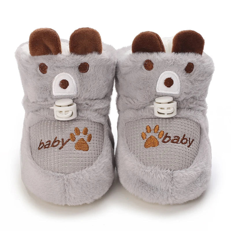 Infant Pre-Walker Shoes - Soft Plush Bunny & Bear Winter Booties for Babies 0–1 Year