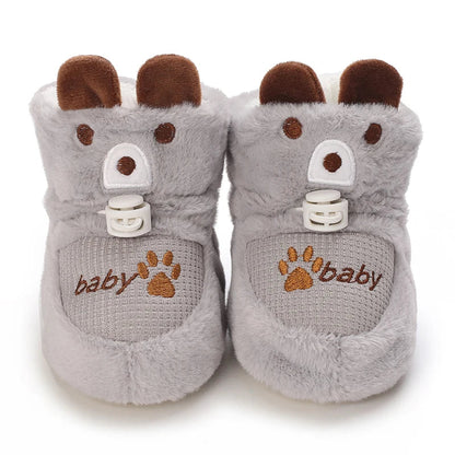 Infant Pre-Walker Shoes - Soft Plush Bunny & Bear Winter Booties for Babies 0–1 Year