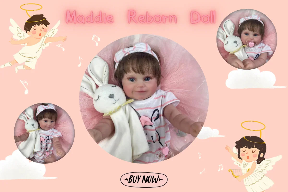 MRB 50cm Full Vinyl Reborn Doll Maddie – Waterproof Lifelike Girl Doll with Hand-Painted Veins, Christmas Gift
