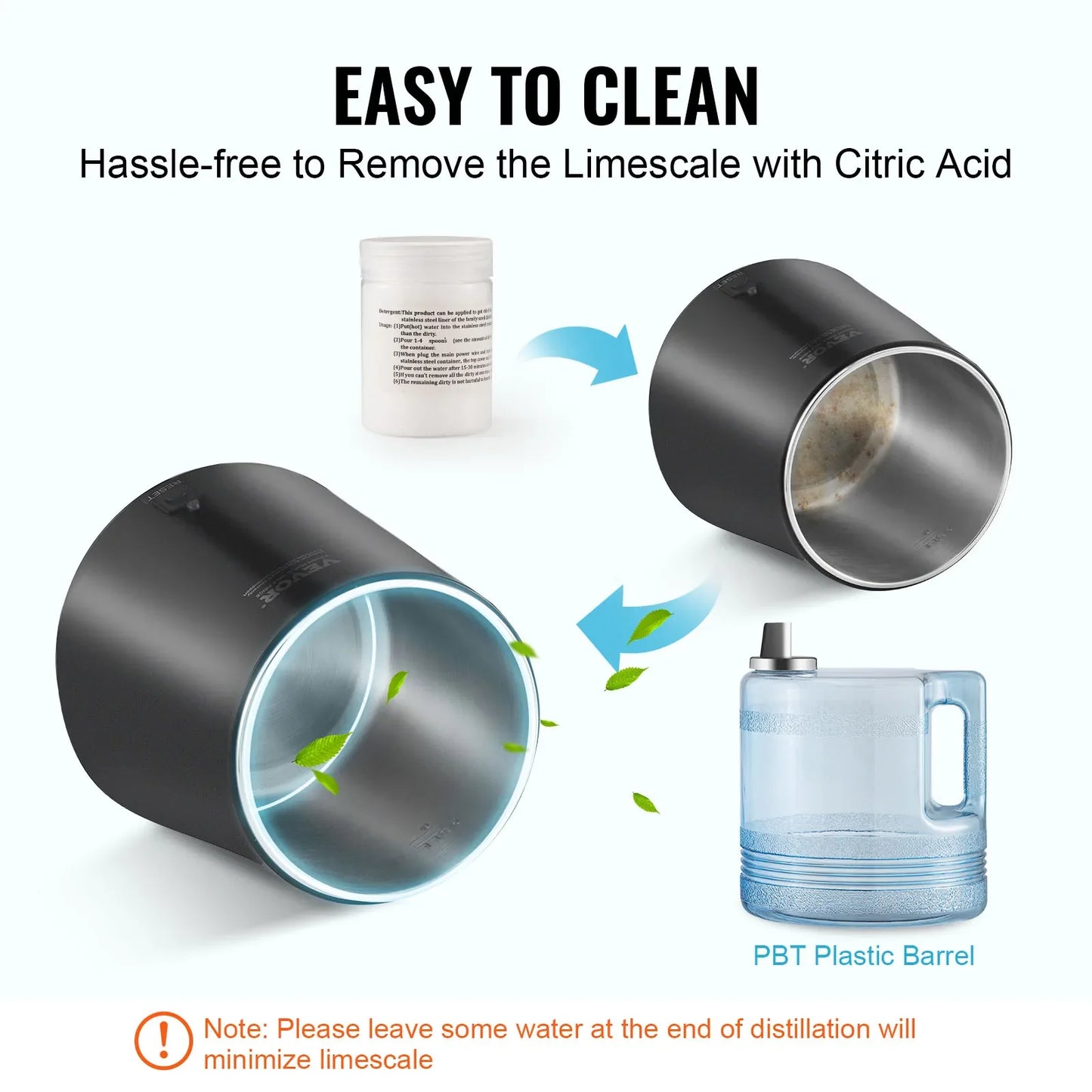 SucceBuy 4L Water Distiller – 1.05 Gallon Countertop Pure Water Purifier with 750W Filter