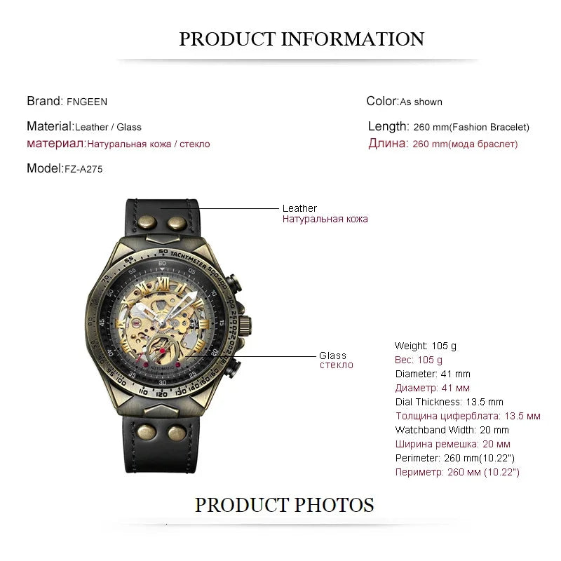 BINBOND A275 Men’s Retro Tourbillon Mechanical Watch – Waterproof Leather Strap Luxury Wristwatch