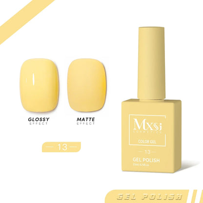 Mxsi 15ml Gel Nail Polish - Neon Brown, Royal Blue, Red, Green & Nude UV Gel Lacquer Colors for Nail Art
