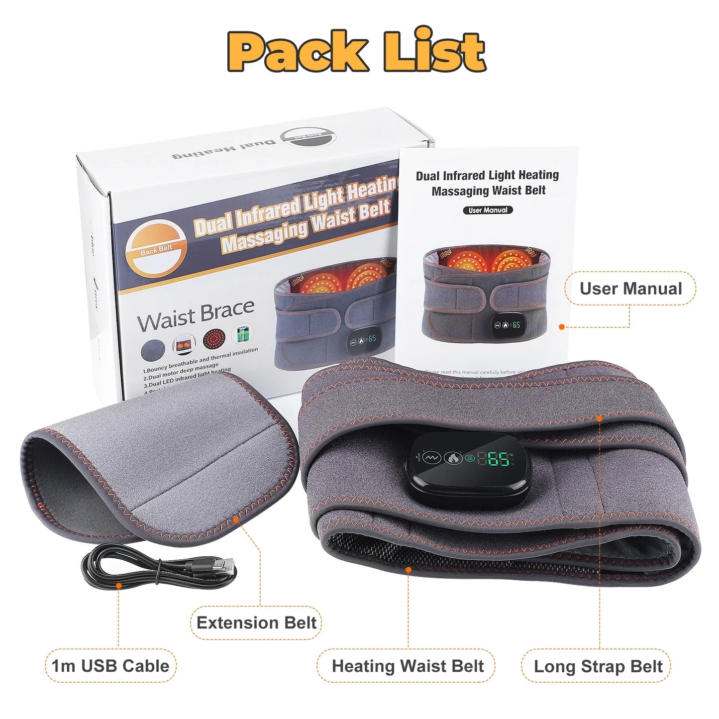 Heating Waist Massager Belt — Vibration & Inflatable Back Pad for Relaxation and Pain Relief