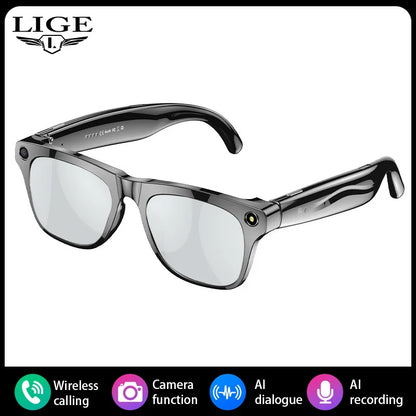 AI Smart Glasses with Camera — Bluetooth Calls, Voice Assistant, Navigation, Waterproof Smart Sports Wearable